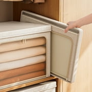 HOZVOMI Large Capacity Non-Woven Fabric Storage Box, Foldable Closet Organizer Drawer for Clothes, Pants - Beige, 45x35x26cm